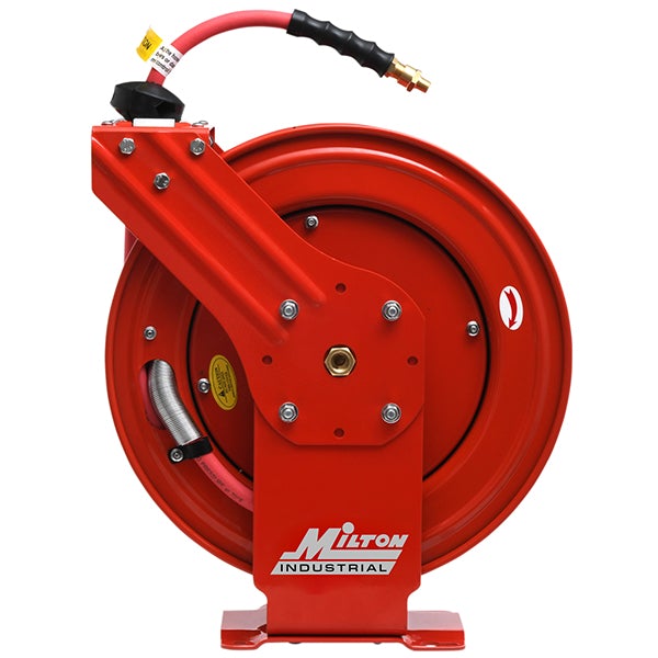 2750-12SS - Milton® Industrial Stainless Steel Hose Reel Retractable, 1/2  NPT, Hose Capacity 25', 35', and 50', 300 PSI (Hose Not Included)